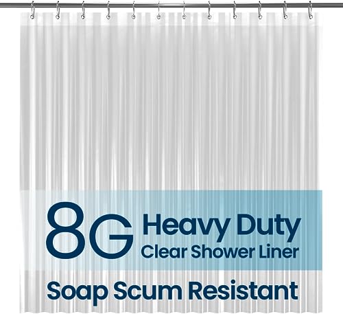 LiBa Bathroom Shower Curtain Liner - Waterproof Plastic Shower Curtain Premium PEVA Non-Toxic Shower Liner with Rust Proof Grommets Clear 8G Heavy Duty Bathroom Accessories 72x72