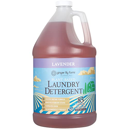 Ginger Lily Farms Botanicals Plant-Based Liquid Laundry Detergent, Lavender, Concentrated Formula, HE Compatible, 85 Loads, 1 Gallon (128 fl. oz.)