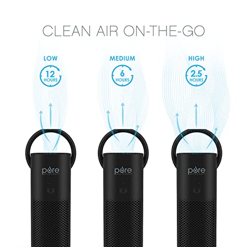 Pure Enrichment PureZone Mini Portable Air Purifier - True HEPA Filter Cleans Air, Helps Alleviate Allergies, Eliminates Smoke & More — Ideal for Traveling, Home, and Office Use (Black)