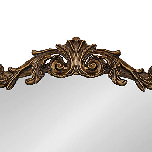 Kate and Laurel Arendahl Traditional Arch Mirror, 19" x 30.75" , Gold, Baroque Inspired Wall Decor