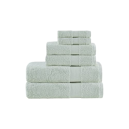 Madison Park Organic 100% Cotton Bathroom Towel Set, Hotel & Spa Quality Highly Absorbent, Quick Dry, Include for Shower, Handwash & Facial Washcloth, Multi-Sizes, Seafoam