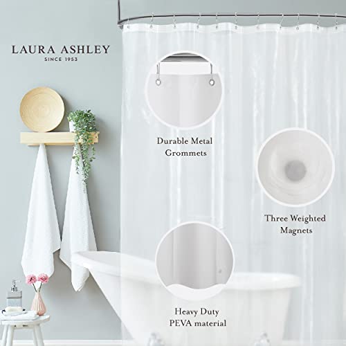 Laura Ashley Chloride Free Biodegradable 72" x 72" Peva Shower Curtain Liner, Frosty