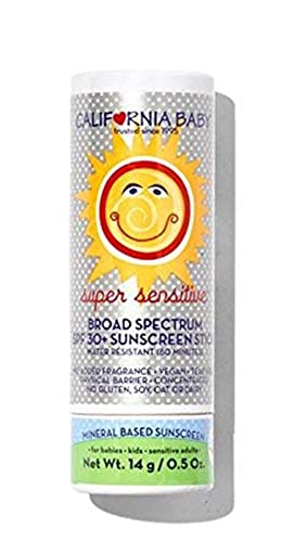 California Baby Super Sensitive SPF 30+ Sunscreen Stick | Broad Spectrum | Unscented Mineral Sunscreen Face & Body | Titanium Dioxide | Allergy-Friendly | Reef Safe Sunscreen | Mineral Sunscreen For Sensitive Skin | 14 g / 0.5 oz.