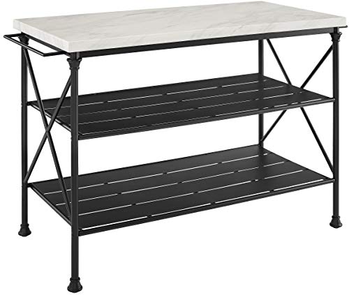 Crosley Furniture Madeleine Kitchen Island, Steel with Faux Marble Top