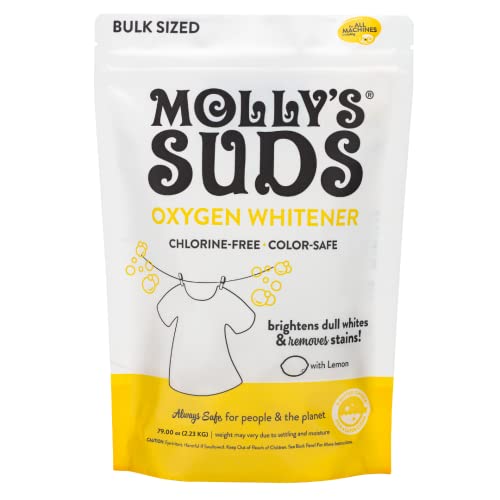 Molly's Suds Natural Oxygen Whitener | Natural Bleach Alternative, Plant-Derived Ingredients | Whitens Brights and Brightens Colors (Pure Lemon Essential Oil - 79 oz)