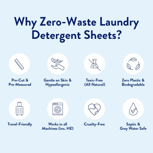 Miracle Made Liquidless Laundry Detergent Sheets - 32 Sheets Up To 64 Loads, Unscented - As Seen On TV Plastic Free & Biodegradable Eco-Strips for Sensitive Skin - Dye, Bleach, Paraben, and Cruelty-Free Earth Friendly Sheets