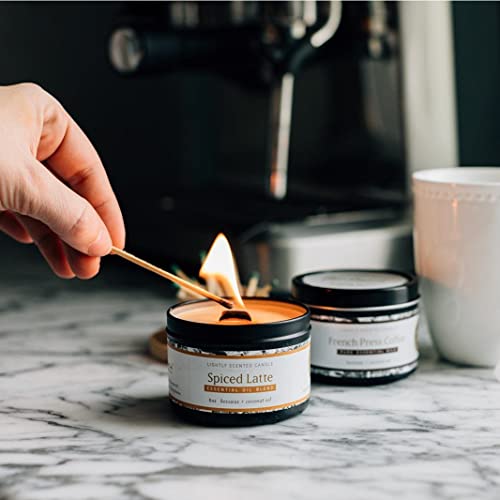 Fontana Candle Company - Spiced Latte Lightly Scented Candle 9 oz | Made from Beeswax and Coconut Oil | Essential Oil | Wood Wick | Long Lasting | Clean Burn and Non Toxic