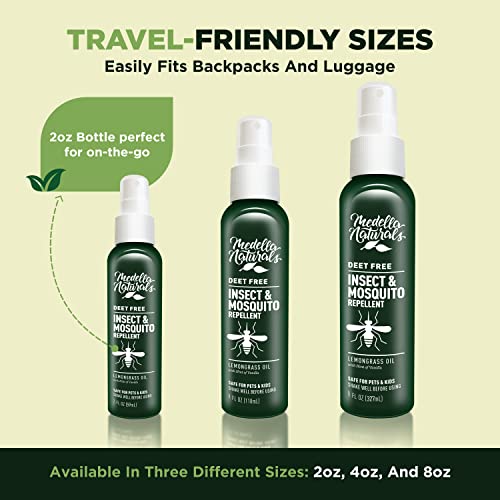 Deet-Free Insect & Mosquito Repellent 8oz – Nice Smelling Insect Repellent with Lemongrass Oil Safe for Pets and Kids – Bug Spray Against Mosquitoes, Gnats, Black Flies, No-See-ums, and Other Insect