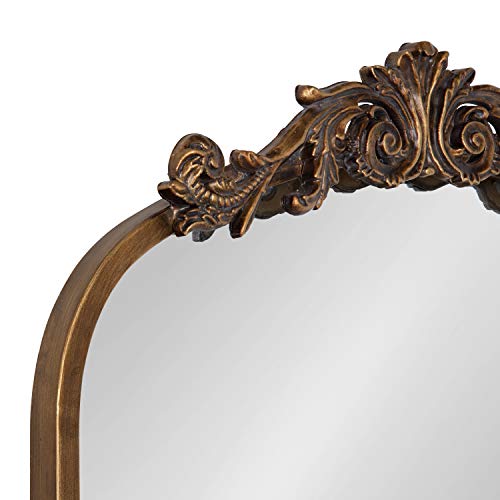 Kate and Laurel Arendahl Traditional Arch Mirror, 19" x 30.75" , Gold, Baroque Inspired Wall Decor