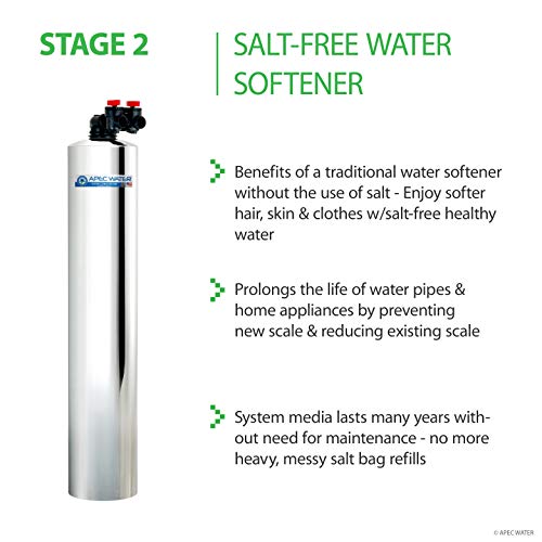 APEC Water Systems TO-SOLUTION-15 Whole House Water filteration, Salt Free Water Softener & Reverse Osmosis Drinking Water Filtration Systems for 3-6 Bathrooms