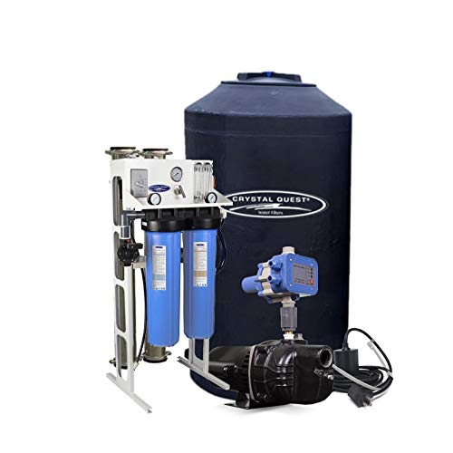 Crystal Quest Whole House Reverse Osmosis Water Filtration System | 550 Gallon Water Tank + Water Pump | Sediment & Carbon Filter - 1500 GPD