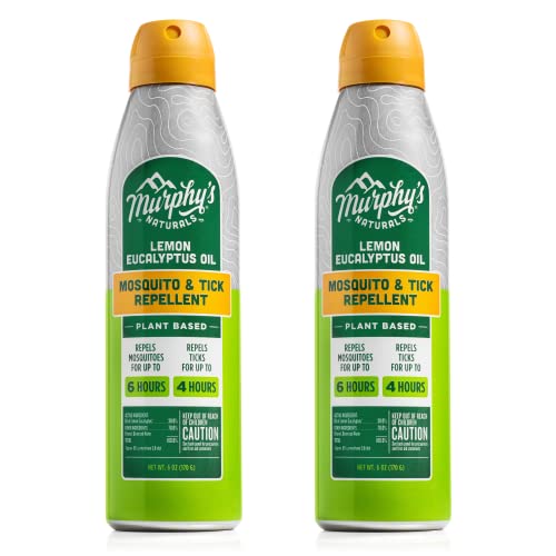 Murphy's Naturals Lemon Eucalyptus Oil Insect Repellent Mist | Plant Based, All Natural Ingredients | Mosquito and Tick Repellent for Skin + Gear | 6 Ounce Continuous Spray | 2 Pack