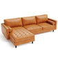 Giantex Sectional Sofa Couch with Chaise Lounge, L-Shaped 3-Seat Sofa Sleeper, CertiPUR-US Sponge Air Leather, 9 Birch Wood Legs, Backrest and Bolsters, for Living Room Apartment Office Easy Assembly