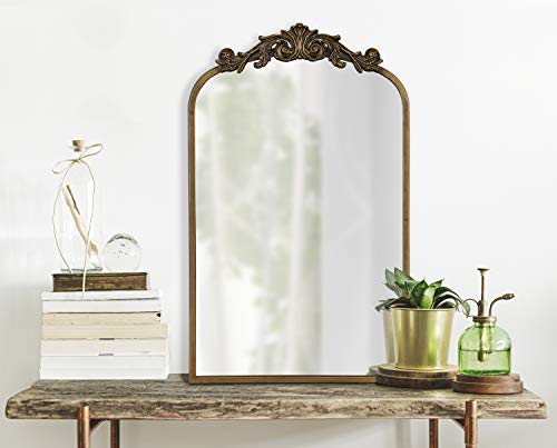 Kate and Laurel Arendahl Traditional Arch Mirror, 19" x 30.75" , Gold, Baroque Inspired Wall Decor