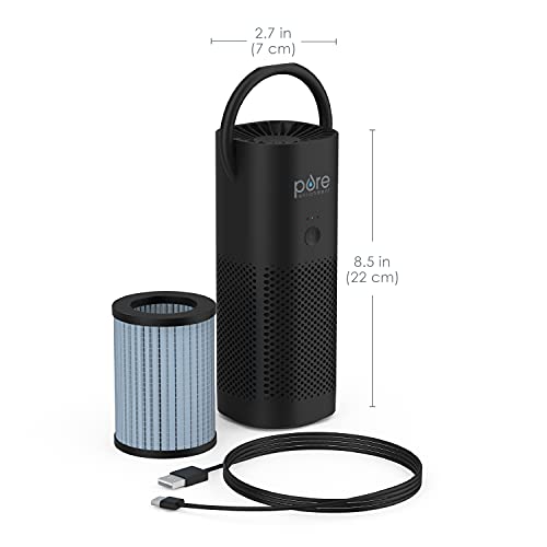 Pure Enrichment PureZone Mini Portable Air Purifier - True HEPA Filter Cleans Air, Helps Alleviate Allergies, Eliminates Smoke & More — Ideal for Traveling, Home, and Office Use (Black)
