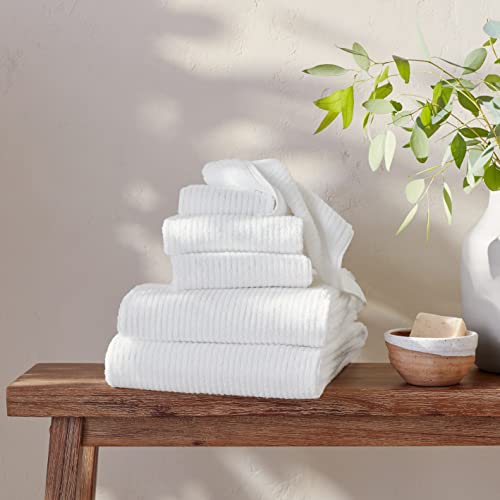 Amazon Aware 100% Organic Cotton Ribbed Bath Towels - 6-Piece Set, Blush