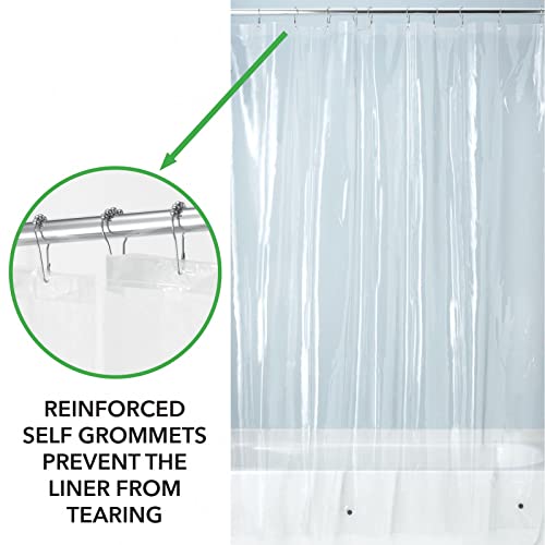 mDesign PEVA Shower Curtain Liner - 72" x 72" Deluxe Water/Odor Resistant Heavy Plastic 3-Gauge, Long Inner Shower Curtain Liner with Weighted Bottom Hem for Bathroom, Shower, Tub - 2 Pack - Clear