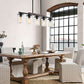 Dining Room Light Fixture,5-Light Kitchen Island Lighting Farmhouse Chandeliers for Dining Room with Clear Glass Shade Rustic Wood Chandelier Kitchen Pendant Light Fixtures Over Table,Black Metal