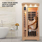 LifePro 1 Person Far Infrared Sauna for Home - Home Sauna, Tempered Glass Door, Oxygen Ionizer, & 7 Chromotherapy Lights for Indoor Sauna - Canadian Hemlock Wood Dry Sauna with Bluetooth Sound System