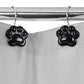 Silver White Shower Curtain & Black Cat Paw Hooks - 72x78 Waterproof Washable Sparkle Glitter Fabric Shower Curtain - 12 PCS Rust Proof Metal Shower Curtain Rings (2 Item Bundle)