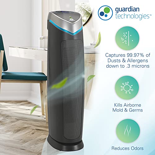 Germ Guardian Air Purifier for Homes with Pets, H13 Pet HEPA Filter, Removes Pet Dander, Dust, Allergens, Smoke, Pollen, Odors, Mold, UV-C Light Helps Kill Germs, 28 Inch, Dark Gray, AC5250PT