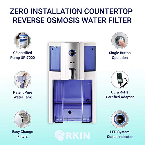 OnliPure Zero Installation Purifier Reverse Osmosis Countertop Water Filter, Patented High Capacity 4 Stage Technology - Superior Taste, Absolute Purity: 0 TDS | No Installation (Silver White)