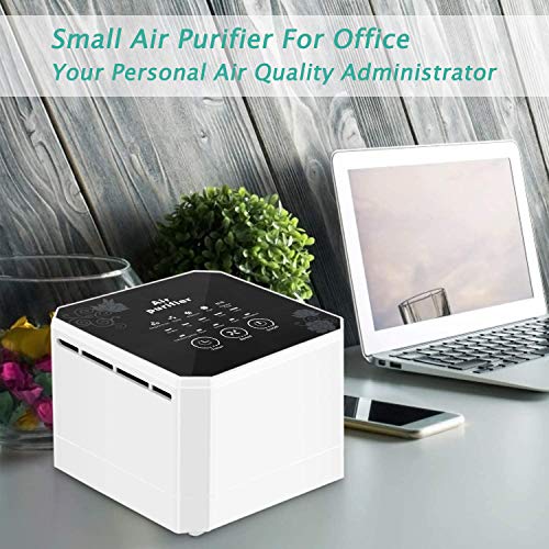 potulas Air Purifier with True HEPA Filter, 3-in-1 Filter Mini Desktop Air Cleaner Small Air Purifier for Personal Office, Bedroom, Home, Small Spaces