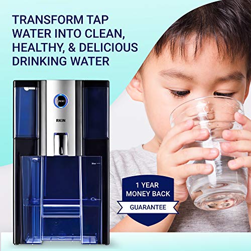 AlcaPure Reverse Osmosis Countertop Water Filter by RKIN with Patented High Capacity 4 Stage Technology: Purified Alkaline Water with Superior Taste. No Installation or Assembly Required. Space Black