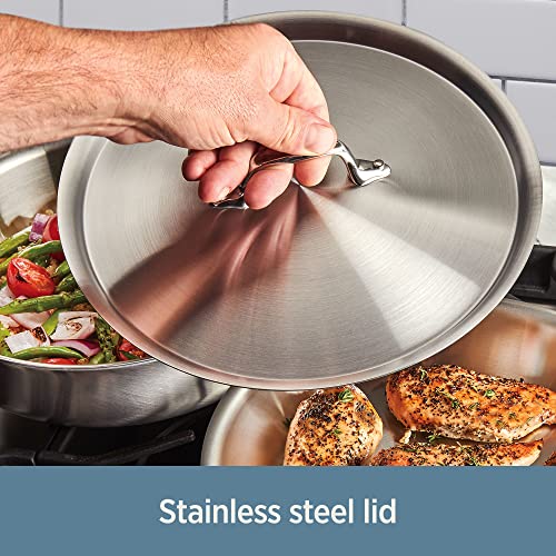 All-Clad D3 3-Ply Stainless Steel Fry Pan with Lid 12 Inch Induction Oven Broil Safe 600F Pots and Pans, Cookware