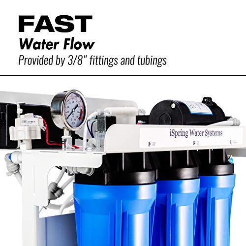 iSpring RCB3P Reverse Osmosis RO Water Filtration System, 300 GPD, Tankless, for Residential and Light Commercial usage,TDS Reduction, with Booster Pump and Pressure Gauge