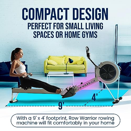 Row Warrior Air Rowing Machine | Foldable Gym-Quality Row Machine | 10-Damper Levels Cardio Machine for Full-Body Workout | Rowing Machine for Home Use with LED-Monitor | Rower Machine for Home Gym