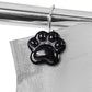 Silver White Shower Curtain & Black Cat Paw Hooks - 72x78 Waterproof Washable Sparkle Glitter Fabric Shower Curtain - 12 PCS Rust Proof Metal Shower Curtain Rings (2 Item Bundle)