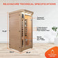 LifePro 1 Person Far Infrared Sauna for Home - Home Sauna, Tempered Glass Door, Oxygen Ionizer, & 7 Chromotherapy Lights for Indoor Sauna - Canadian Hemlock Wood Dry Sauna with Bluetooth Sound System