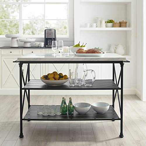 Crosley Furniture Madeleine Kitchen Island, Steel with Faux Marble Top