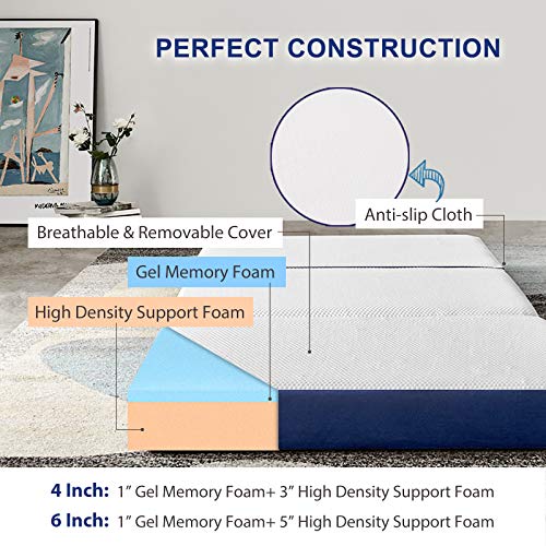 JINGWEI Folding Mattress, Tri-fold Memory Foam Mattress Topper with Washable Cover, 4-Inch, Small Twin Size, Play Mat, Foldable Bed, Guest Bed, Camp Portable Bed, 25"X75"X4"