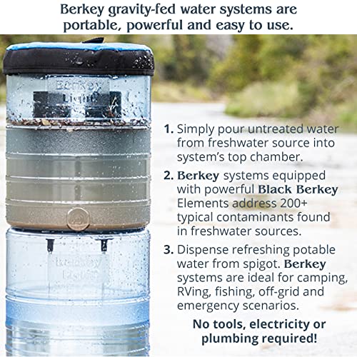 Big Berkey Gravity-Fed Water Filter with 2 Black Berkey Elements Provides Clean, Refreshing Water at Home, Camping, RVing, Off-Grid, Emergencies