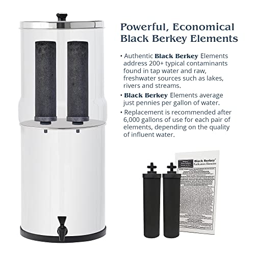 Big Berkey Gravity-Fed Water Filter with 2 Black Berkey Elements Provides Clean, Refreshing Water at Home, Camping, RVing, Off-Grid, Emergencies