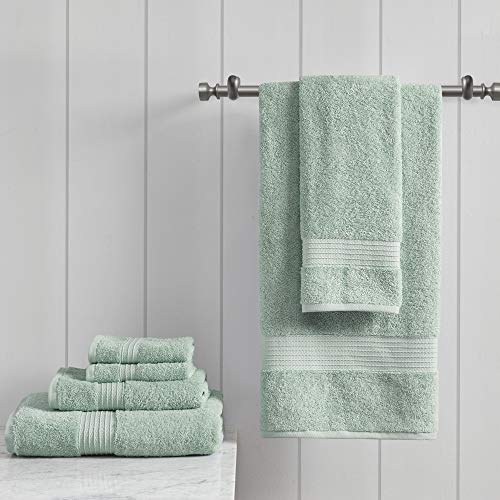 Madison Park Organic 100% Cotton Bathroom Towel Set, Hotel & Spa Quality Highly Absorbent, Quick Dry, Include for Shower, Handwash & Facial Washcloth, Multi-Sizes, Seafoam