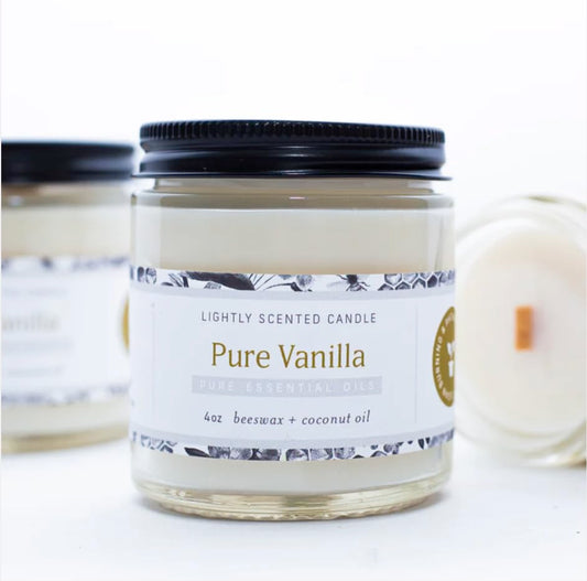 Fontana Candle Co - Pure Vanilla Candle 9 oz | Lightly Scented Candle | Made from Beeswax and Coconut Oil | Essential Oil | Wood Wick | Long Lasting | Clean Burn and Non Toxic